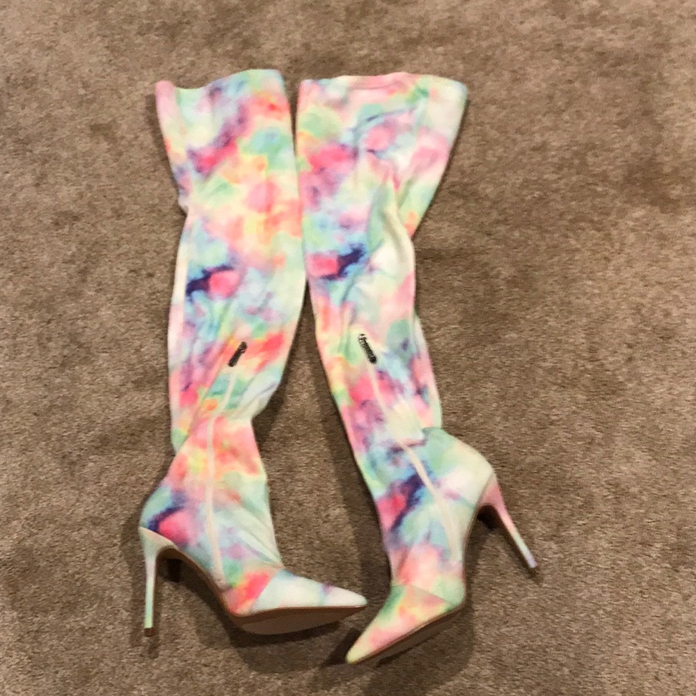 NWOT Tie dye over the knee boots